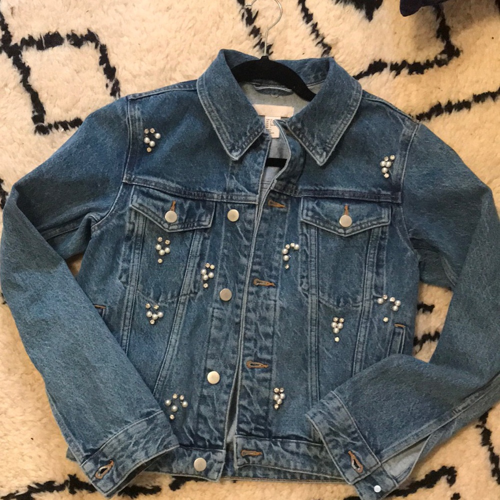 Pearl and crystal denim jacket. Worn once.